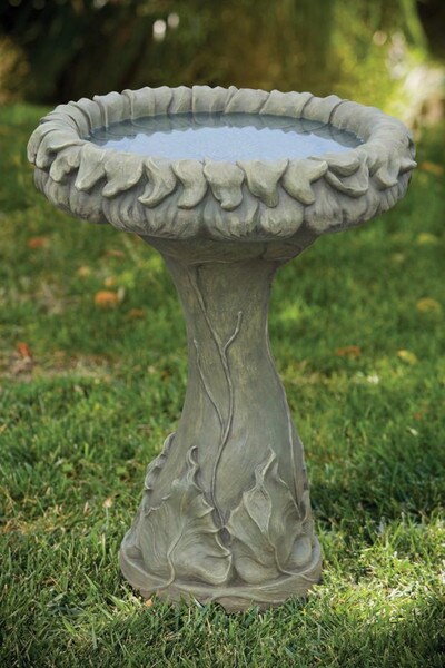 Fancy Sunflower Bird Bath Cement Concrete Sculpted Massarelli